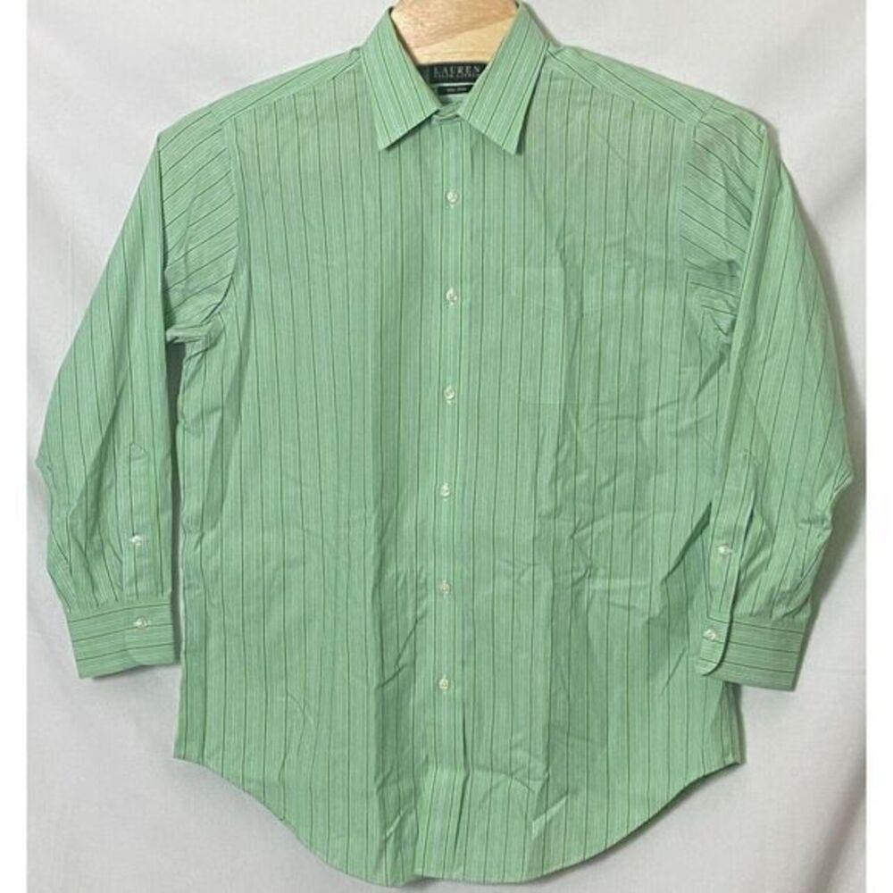 LRL Ralph Lauren Mens 16 1/2 - 32/33 Shirt Green Purple Blue Stripe Long Sleeve